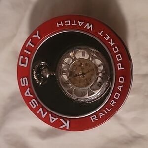 NEW In Tin Kansas City Railroad Pocket Watch with 20" Chain